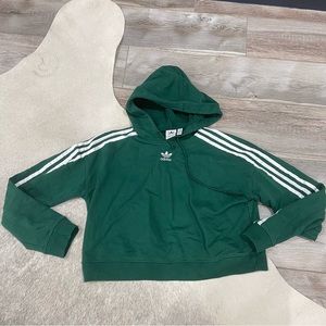 Adidas cropped green hooded sweatshirt size extra small